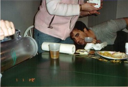 Mark is licking beer in a off limits area.