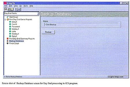 Screen shot of datbase backup screen