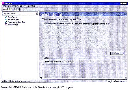 Screen shot of day start script - finished
