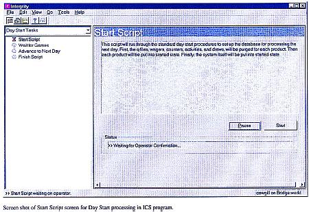 Screen shot of day start script