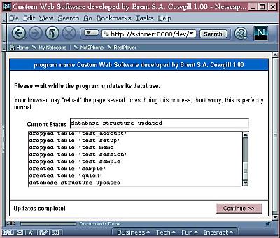 Screen shot of Database Layer database upgrade complete.