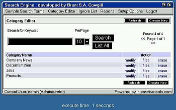 Screen shot of Search Engine category browser.