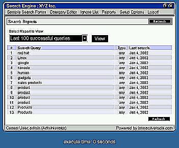 Screen shot of Search Engine reports - latest successful.