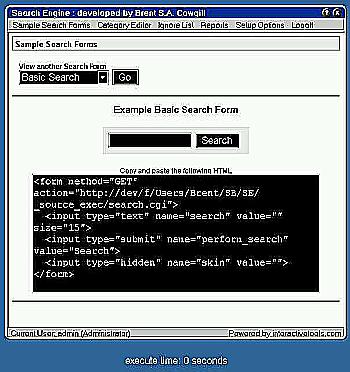Screen shot of Search Engine sample search form.