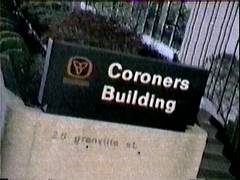 the sign outside the Coroner's Building