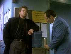 Schanke uses the water cooler