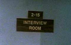 the sign on the door to the interview room