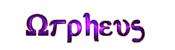Poem title: "Orpheus" in Achilles font,
with a satiny sheen in bluish-purple
and magenta highlights.