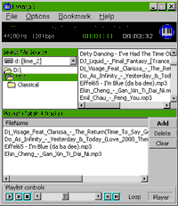 Player with playlist rolled down