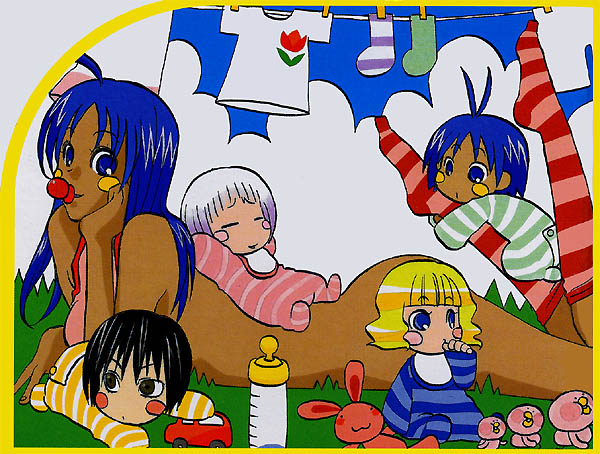 Weda, Mari, Guu, some random blonde kid, and Hare