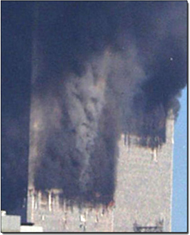 Facade du World Trade Center le 11 septembre 2001