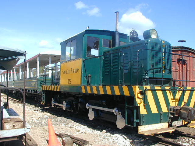 Locomotive 423 with newly painted trucks
