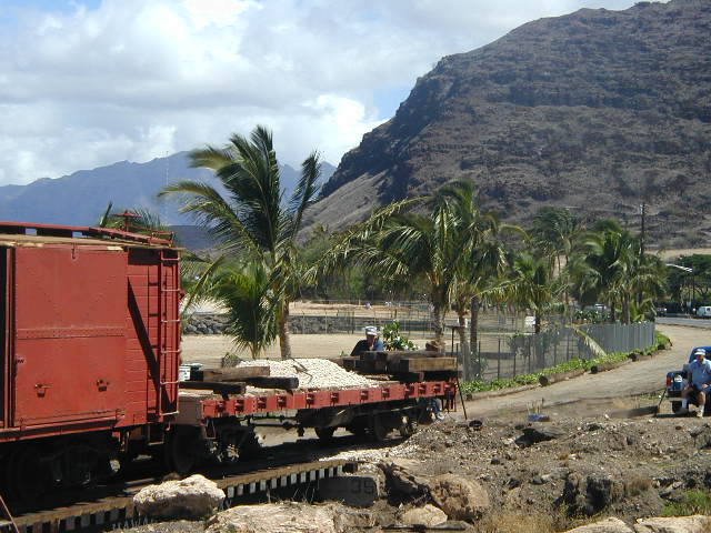 Unloading ties at the end of track
