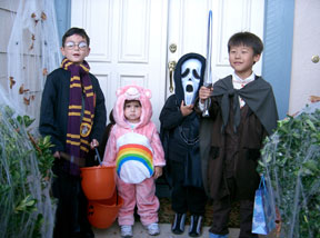 Jason with friends on Halloween