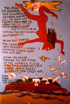 Cherokee Creation Myth, oil on corrugated board by Gary Carden