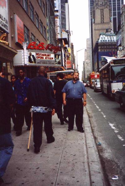 Mark outside B B King Bar and Grill on 45th Street