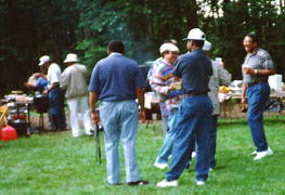 In the backyard at the cookout