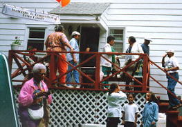 Gathering on and around the back porch