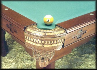 photo of mahagony billiard table detail