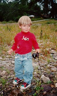 Christopher fishing at Grandma and Grandpa Jengo's house