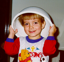 Christopher with a big bowl on his head