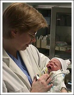 Doctor and baby
