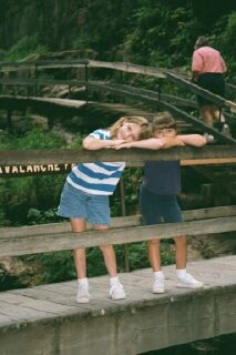 Julia and Hannah going up through the Flume