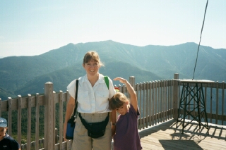 Amity and Hannah at the top of the Cannon Mtn Observatory tower