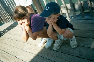 Hannah and Evan contemplating the view - of the decking
