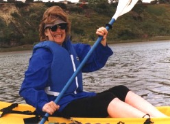 Liz in her much-beloved ocean kayak.