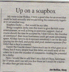 Joe Mollica's letter to the editor