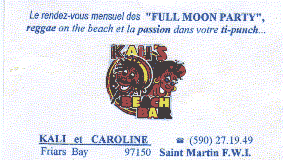 Business card from Kali's BBQ