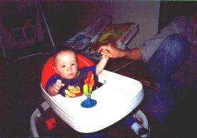 Trevor in his walker