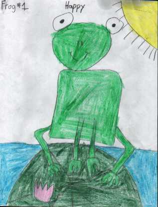 First frog drawing in a series of five drawings by my oldest son