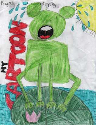 Fifth frog drawing in a series of five drawings by my oldest son