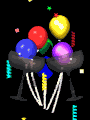 animated
balloons and confetti
