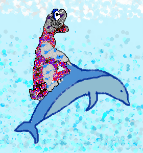 Skorch riding dolphin