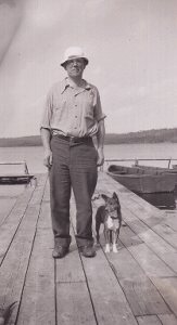 My uncle and Pooch, his Basenji, circa 1949