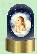 young angelic girl inside the globe