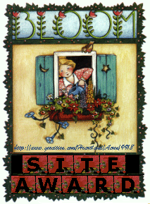 Site Award, a window with a flower box outside and a lady watering the flowers