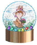 humorous bunny with hat with a basket of easter eggs