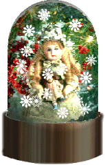 animated globe with a doll and christmas flowers