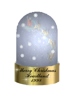 animated globe with a flying santa and sleigh