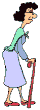 old lady walking with cane