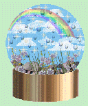 sky with rainbow and plants at ground level