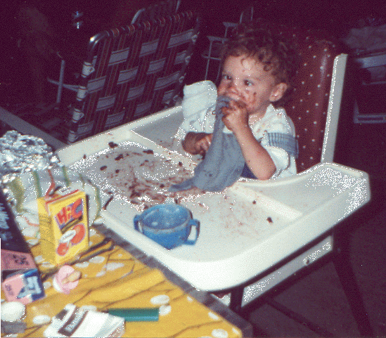 Emily in High Chair at Campground
