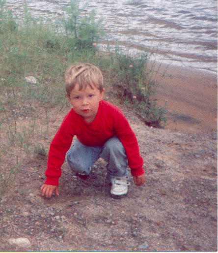 Jimbo at the beach on cloudy day