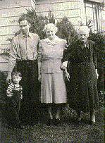 Leonard Williams, Floyd Williams, Minnie Williams, and May Bromley, early 1940s?