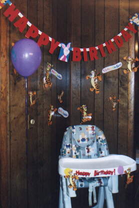 My highchair was decorated for my birthday!
