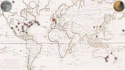 1820 Worldwide View of Major Family Events - click on a point on the map to zoom to.... 